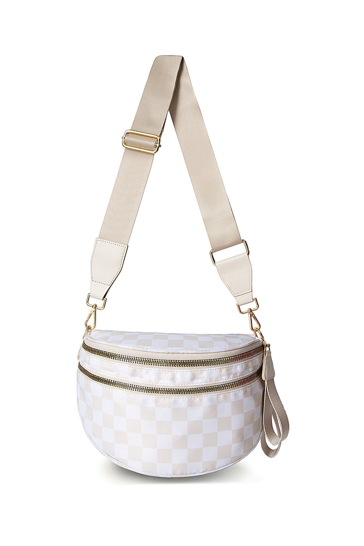 Checker Cream & White Crossbody Sling Bag