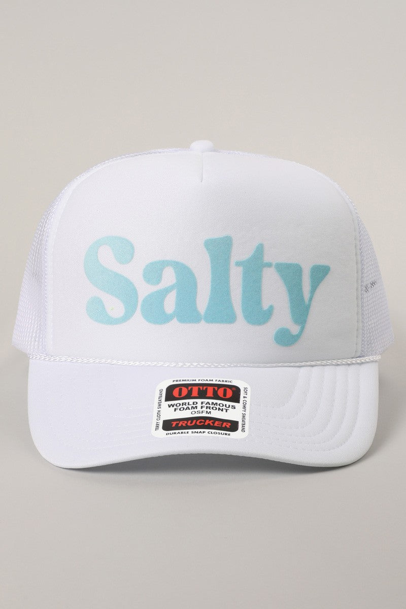 Salty Text Printed Mesh Back Foam Trucker Hat