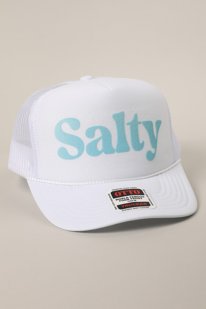Salty Text Printed Mesh Back Foam Trucker Hat